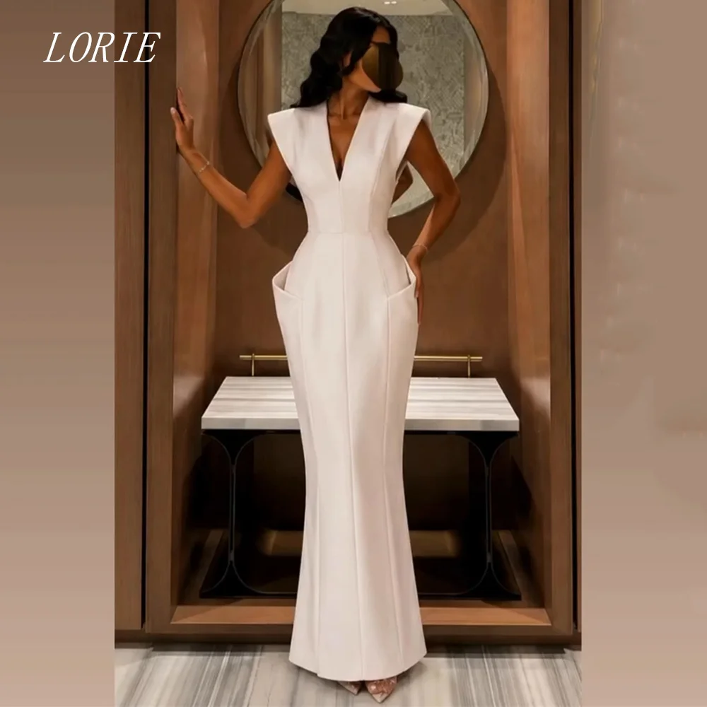 

LORIE Elegant Mermaid Civil Wedding Dress Self Cultivating V Neck Bridal Dresses Simple Engagement Wedding Gown Customized 2026