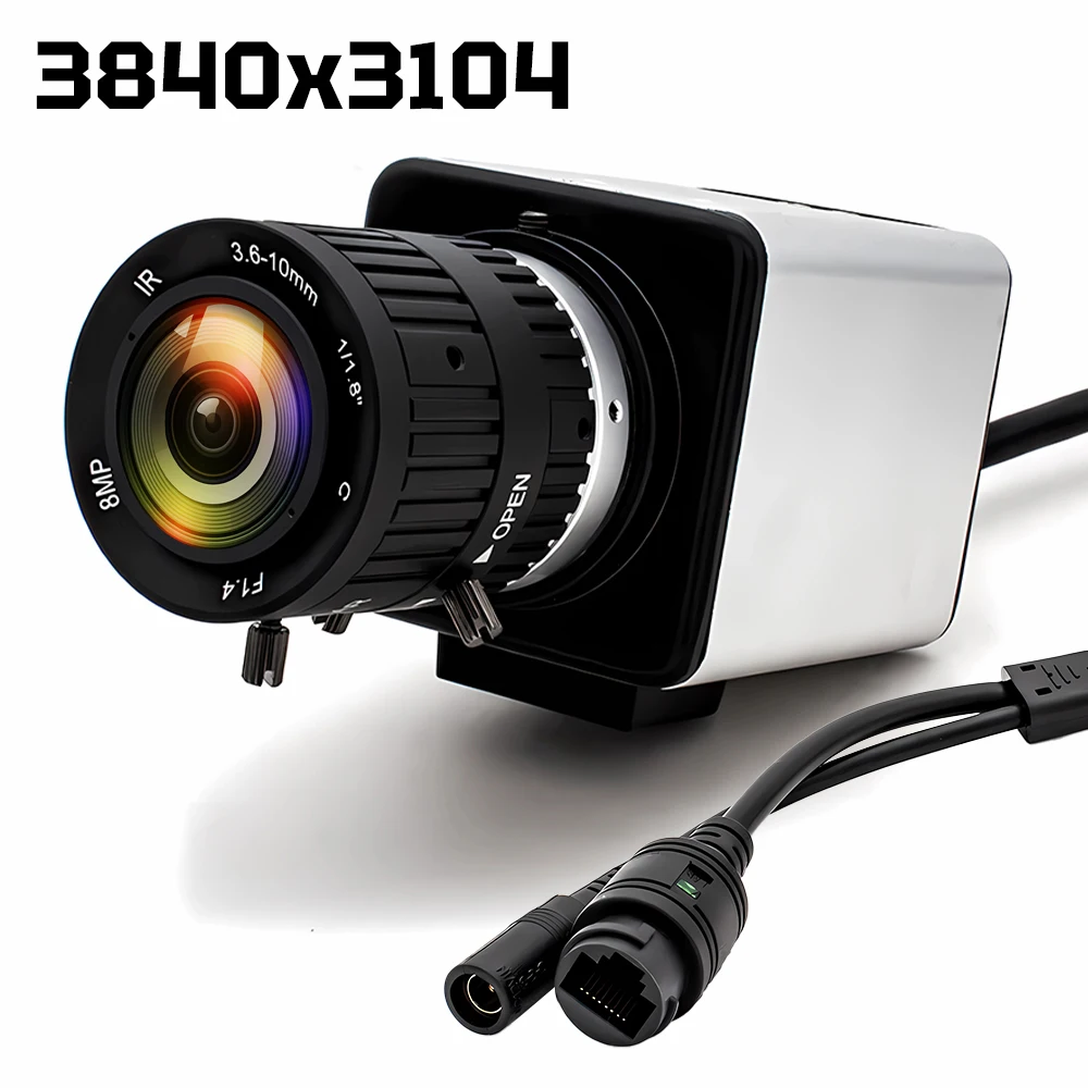 WGWK 12MP IP Camera 3.6-10mm Manual Varifocal Lens H.265 Onvif Industrial 3840x3104 CCTV Video Surveillance POE Security Camera