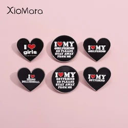 I Love Girls Enamel Pins I Love Being Delusional Emotional Brooch Lapel Badges Black Heart Punk Jewelry Gift For Lovers Friends