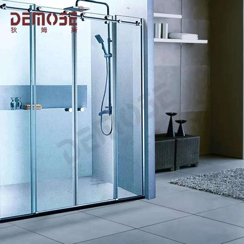 Customized Rectangle Frameless Sliding 6-8mm Tempered Glass Shower Doors Modern Design Hotel Bathroom Cabin Enclosure Demose