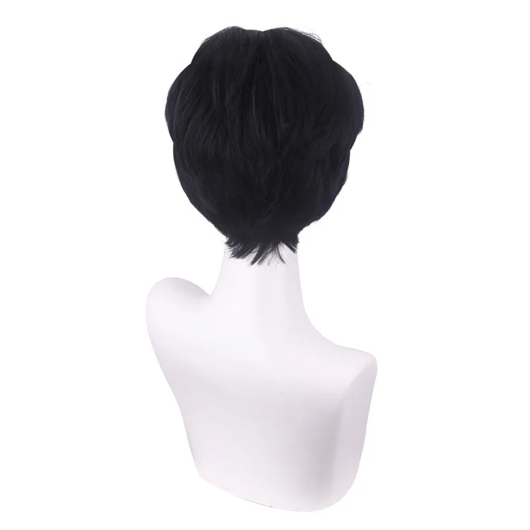 الملك تصنيف الذكور الرصاص الأمير Bogi شعر مستعار تأثيري أسود متموج قليلا الشعر القصير #4