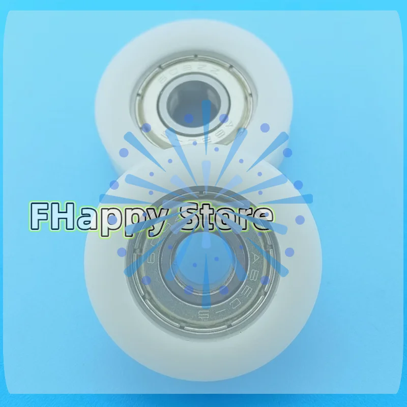 1Pcs Wrapped Rubber, POM/ Nylon Bearing Pulley, 8*32*12mm Embedded 608zz Bearing, Flat Roller Pulley Wheel