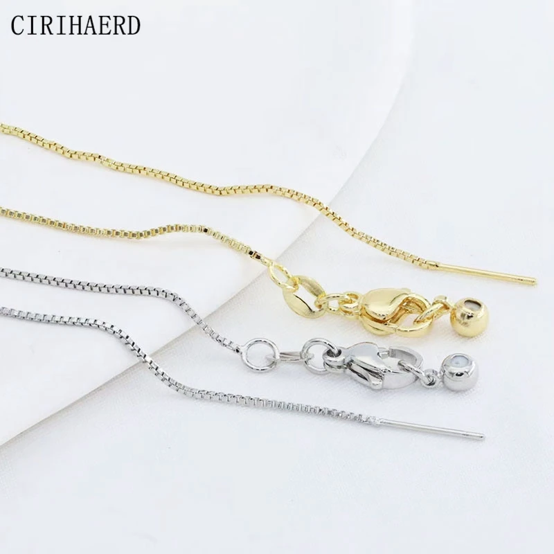 5PCS Women's Neck Chain 14K Gold/Rhodium Plated Clavicle Necklace Pendant Connectors Needle Box Chains For Jewelry Accessories