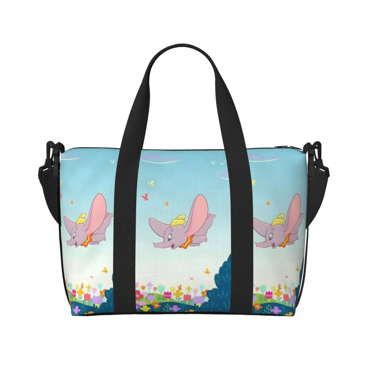 

Женская большая сумка-тоут Dumbo на заказ, большая вместительная анимированная музыкальная пляжная дорожная сумка на плечо для спортзала