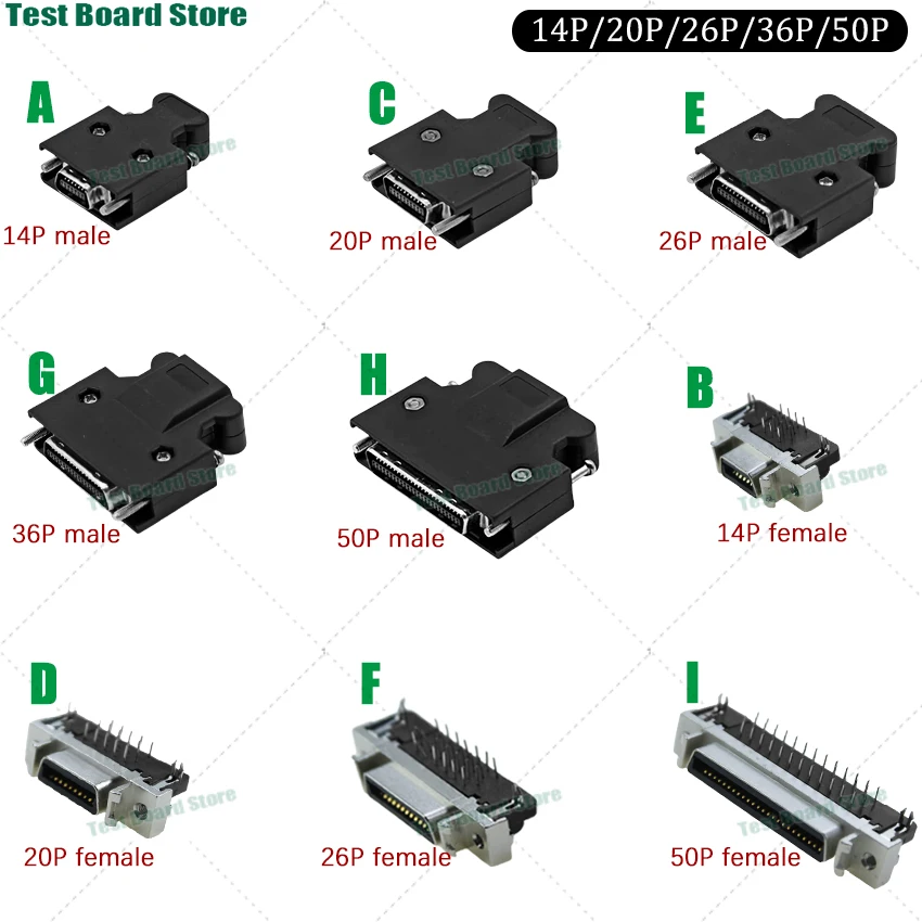 

1Set SM SCSI servo connector 14/20/26/36/50P servo driver plug MDR connector for printing equipment CNC machine tool robots