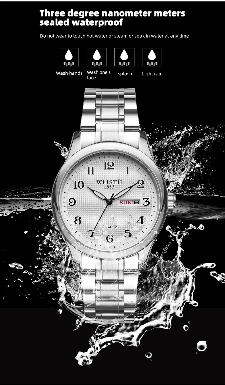 Wlisth Quartz Watch Qigital Luminous Elderly Watch Double Calendar Lovers Foreign Trade Watch