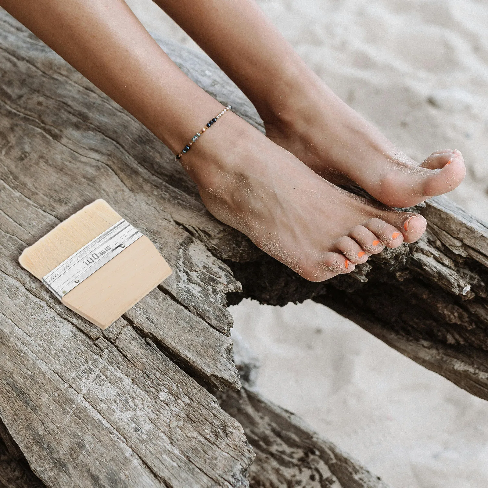 Sand Brush Soft Bristle Wooden Beach Brush Portable Feet Cleaner Sand Remover Multi Use Beach Cleaning Tool for Volleyball