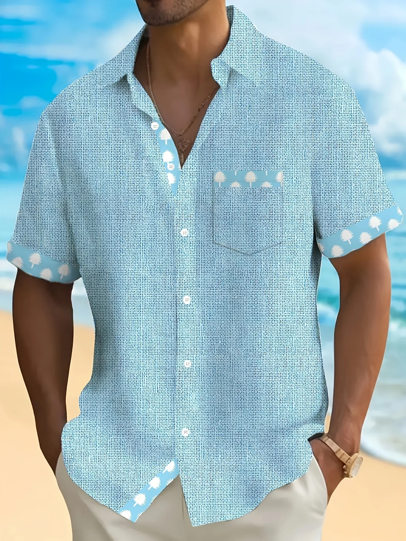 Summer High Street Urban Print Men's Hawaiian Shirt Man Short Sleeve Loose Casual Fashion Beach Party Streetwear