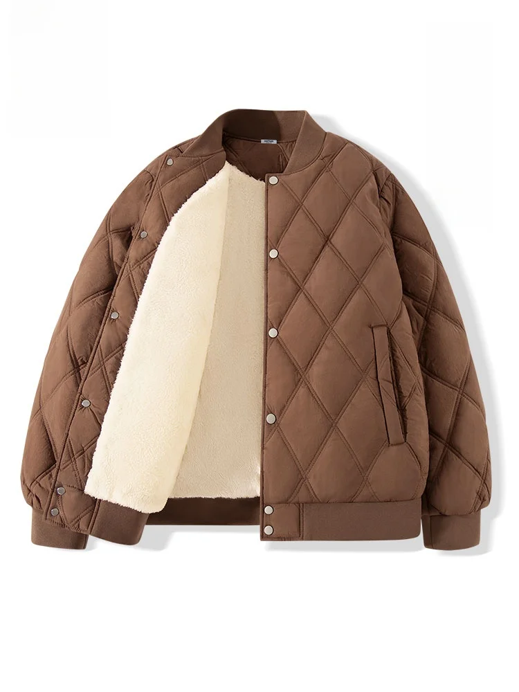 

Утепленная зимняя куртка мужская в бейсбольном стиле с флисовой подкладкой, теплая, молодежная, модная, с внутренней подкладкой из полиэстера, на пуговицах