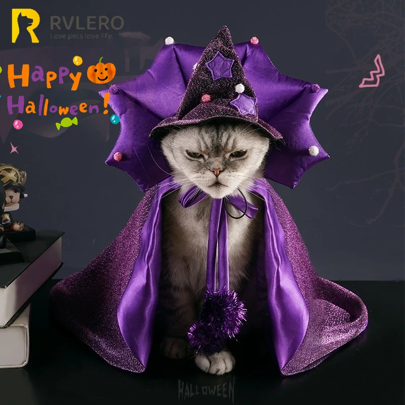 Lustiger Stern, Katze, Hexenumhang, Stoff, lila, Halloween, Haustier, Hexenstoff, weicher Hexenhut, Hund, Katzen, Hexenkostüm, Cosplay, Halloween-Party