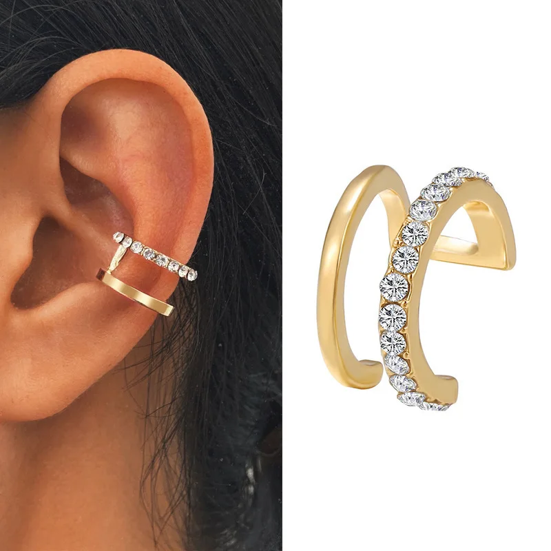 Cross-Border Creative Minimalist Non-Pierced Ear Cuff 5-Piece Set, Personalized Gold Leaf Hollow Multi-Layered Earrings, C-Shaped Ear Clips