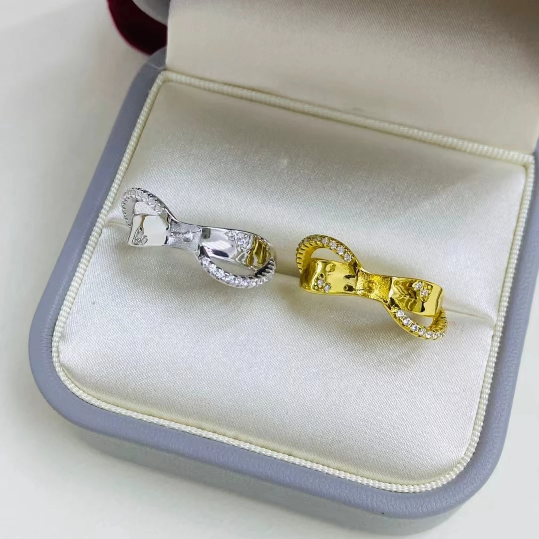 925 Sterling Silver Adjustable Ring Mount Settings Findings Mountings Accessory Parts for 6-7mm Pearls 5pcs/lot