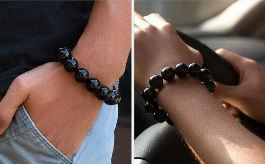 Wholesale Price- 10 PCS Beautiful Chinese 8mm Black Jade Beads Elastic Bracelet