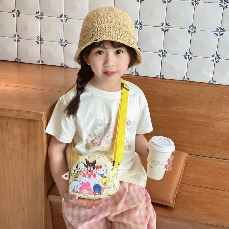 محافظ سانريو للبنات كارتونية من البولي يوريثان مقاومة للماء حقيبة كتف كروس كورومي مربعة للسفر حقيبة تخزين حقائب رسائل هالو كيتي #4