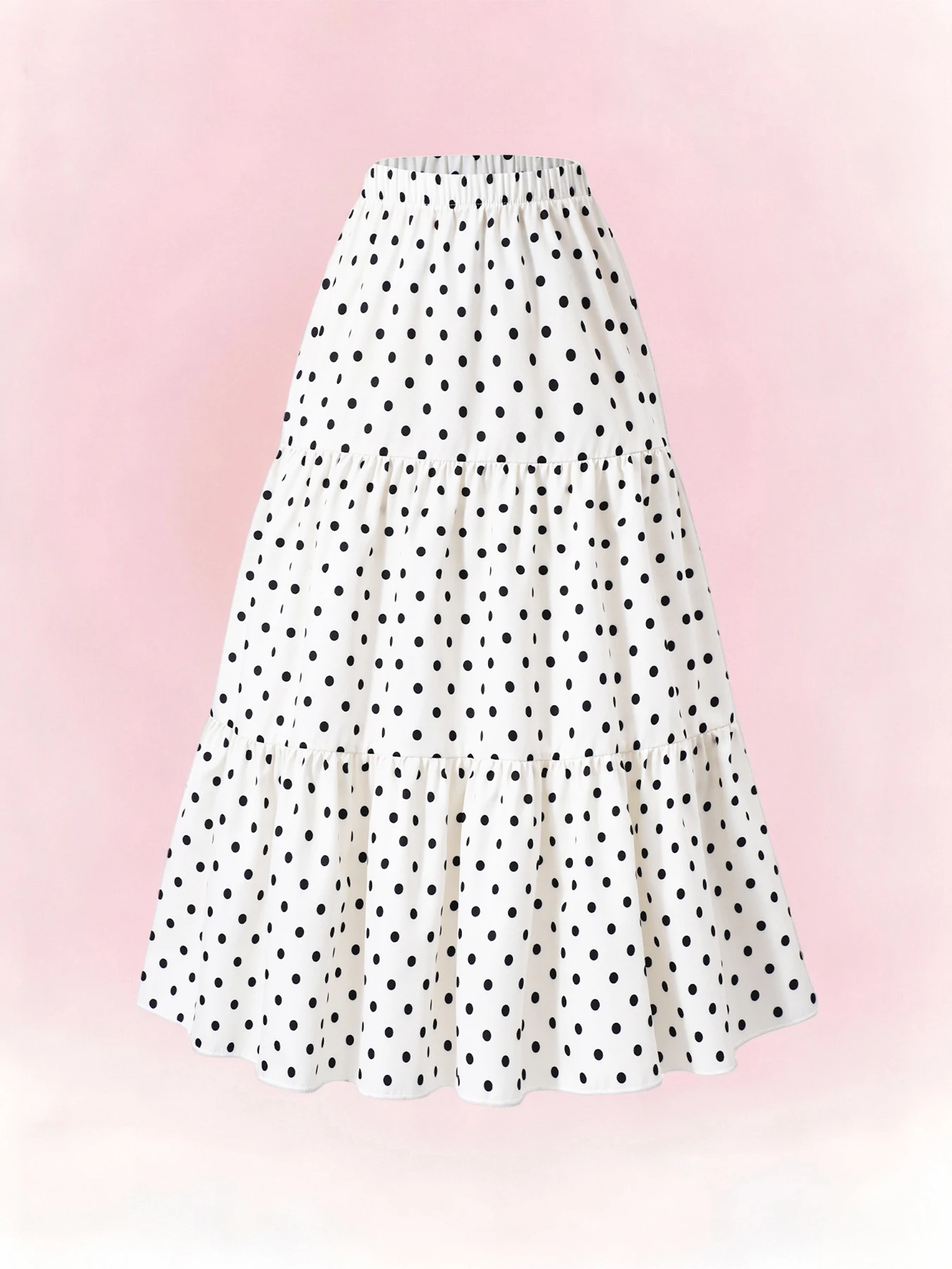 Bohemian Polka Dot Printed Skirt for 8-12 Year Old Girl Vacation Storm Point Big Skirt Girls' Fashion Accessory