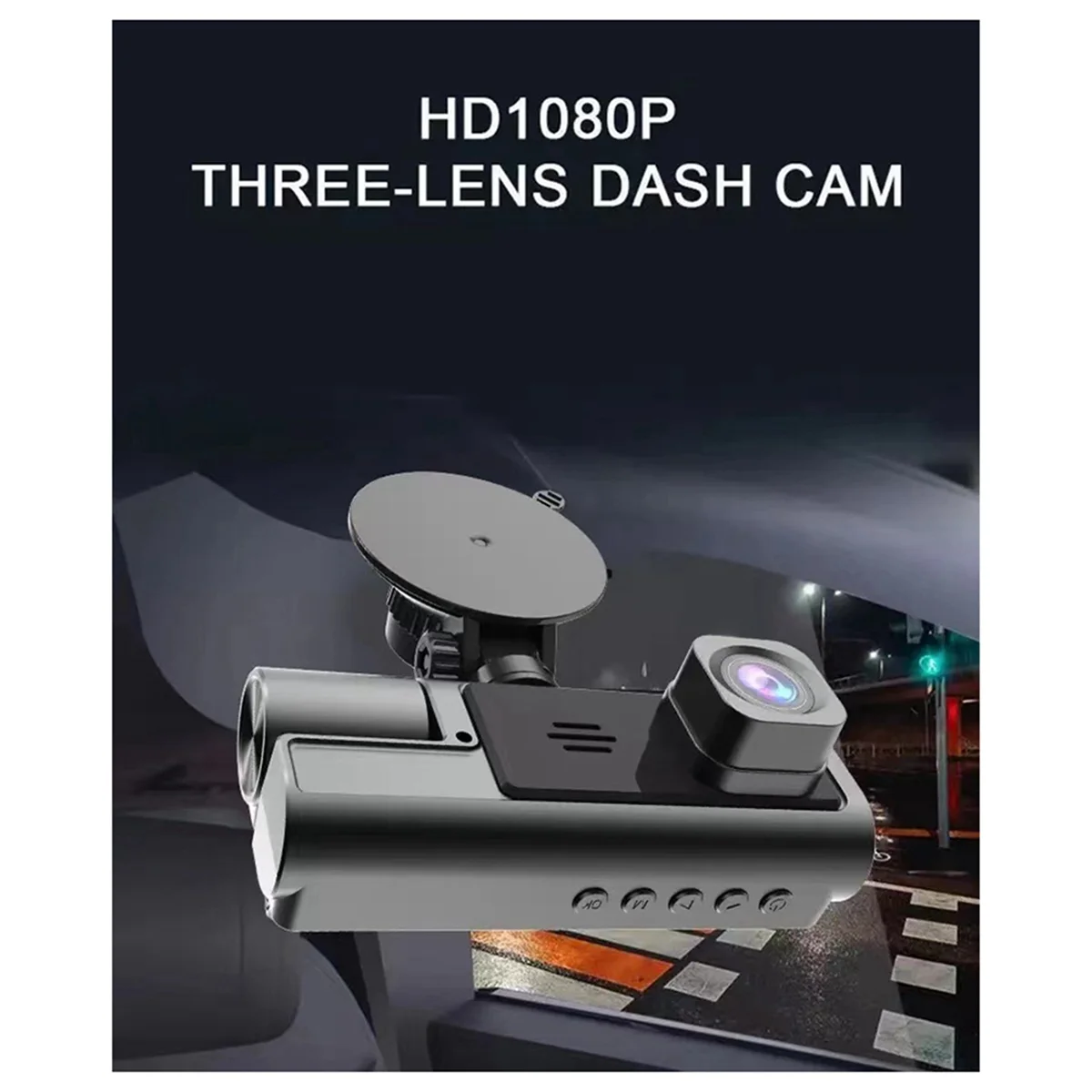 

Durable Driving Recorder HD 1080P 2 Inches Screen 3 Way with Wifi 3 Lens Parking Monitoring with Night Vision Car DVR Recorder