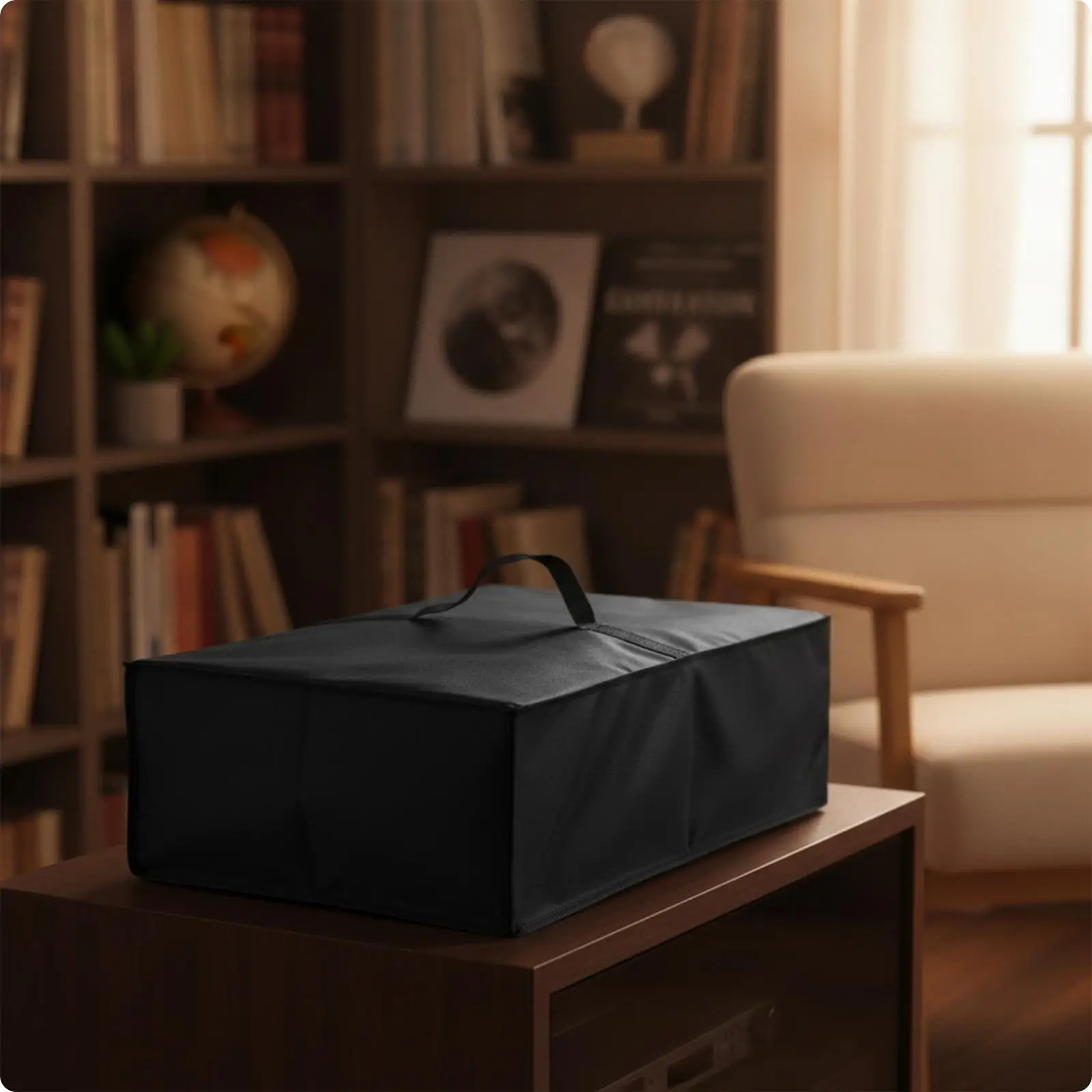 Turntable Dust Cover Oxford 210D Foldable Vinyl Player Guard with Strap for High Fidelity Setups