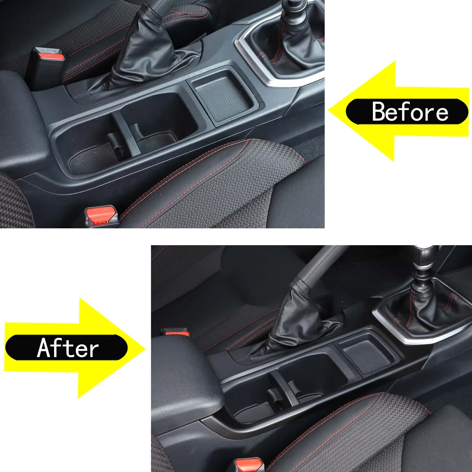 For Subaru WRX 2021-2023 Automatic Version Car Central Water Cup Decorative Frame Sticker ABS Matt Black Interior Accessory LHD