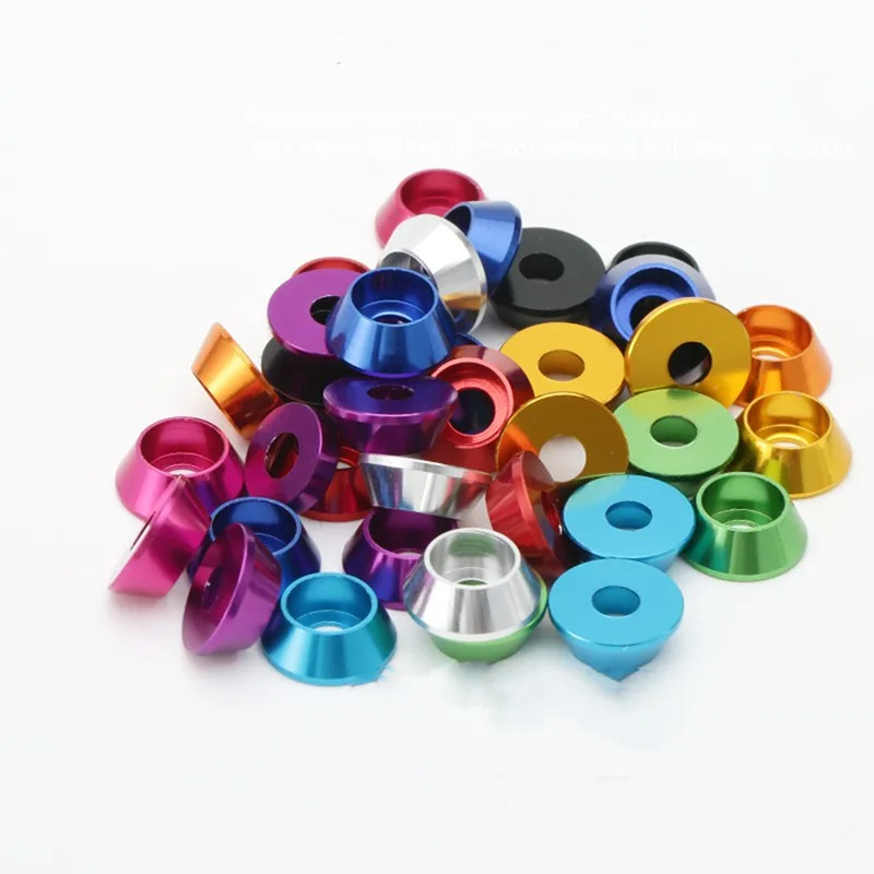10 قطعة M2 M2.5 M3 M4 M5 M6 M8 M10 الألومنيوم غسالة اللون انوديك الأكسدة كأس رئيس طوقا 11 اللون اختياري الترباس غسالة فاصل #3