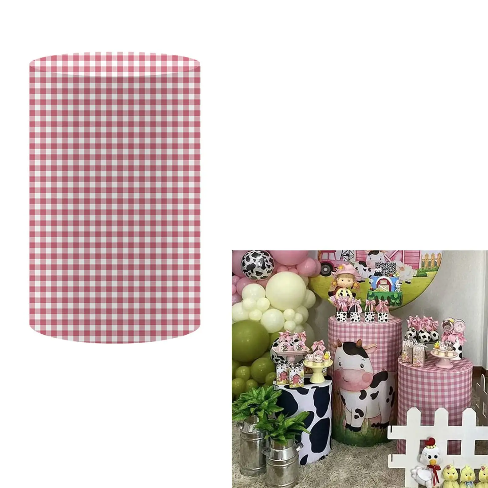 Mehofond Custom Cylinder Cover Backdrop Racing Car Grid Kid Birthday Party Plinth Cake Dessert Pedestal Background Decor Elastic