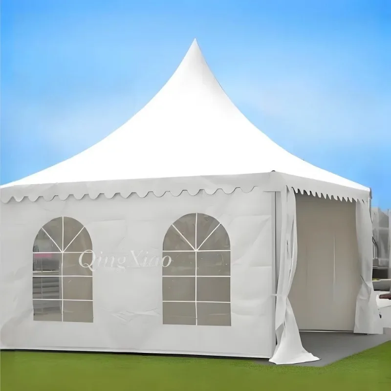 Pointed Tent Canopy Tent Outdoor Wedding Exhibition Car Show Advertising Sun Shade Waterproof Party Gazebo with Window Sidewalls