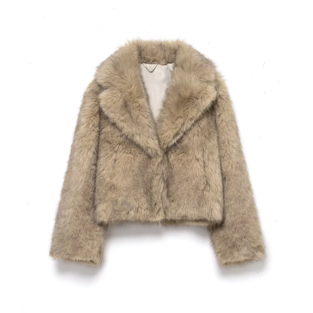 

Winter new women's fashion faux fur effect short coat jacket