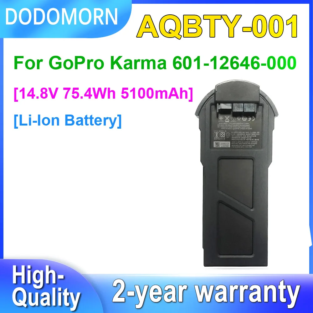 

Аккумулятор DODOMORN AQBTY-001 для GoPro Karma 601-12646-000 4ICP6/65/139 82317760361 14.8V 75.4Wh 5100mAh с номером отслеживания