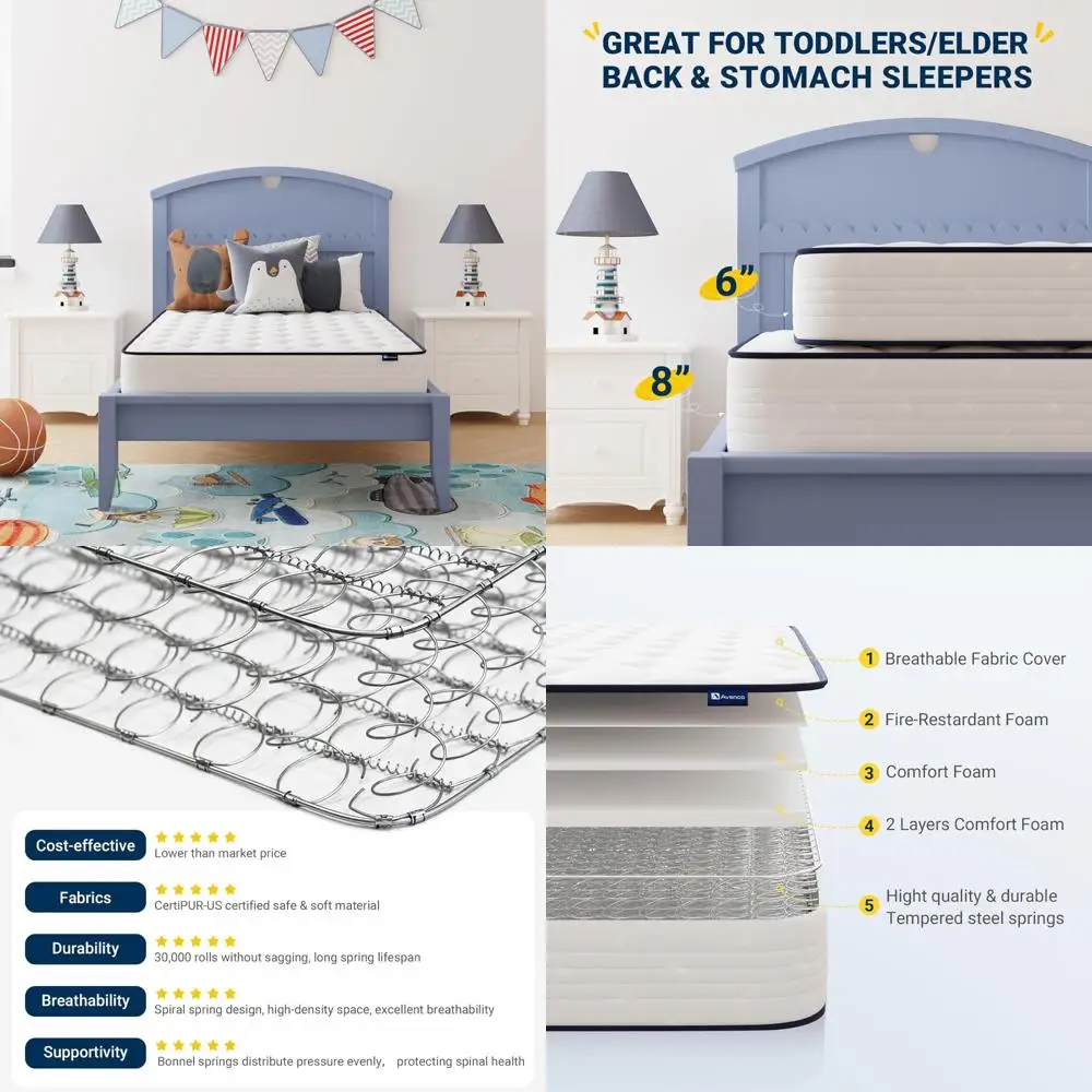 Medium Soft 8 Inch Mattress in a Box, Breathable Fabric, Adaptive Support, CertiPUR-US Certified Mattresses