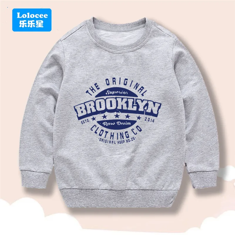 Boys Autumn Sweatshirts Fashion Letter Brooklyn Printed Round Neck Baby Boys Tops Teens Loose Long Sleeves Pullovers ZMBL1