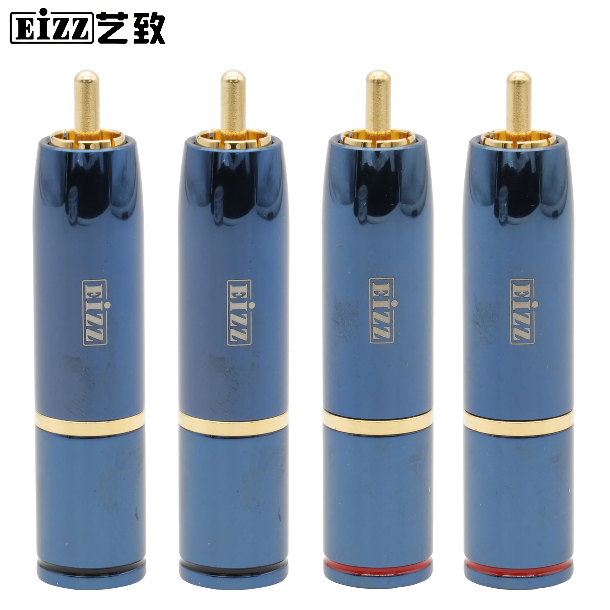 EIZZ High End RCA Jack 24K Gold plated Male RCA Plug Connector Adapter With Lock Audio Signal Cable Wire Terminal DIY Phono