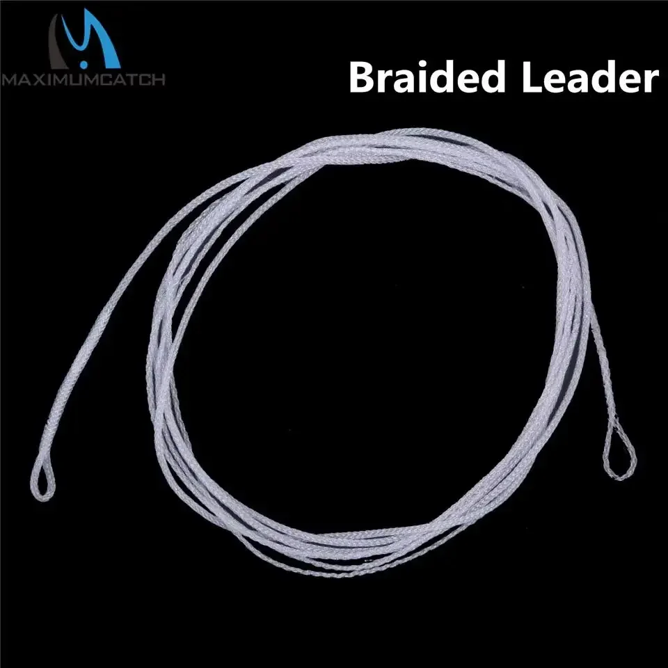 Maximumcatch 2pcs Braided Fly Fishing Leader Line 6FT 10FT 20LB Floating Leader with 2 Loops Fly Line Connector Leader