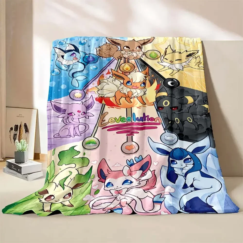 Coperta in stile giapponese Pokemon Flanella Coperta per la casa Divano Pausa pranzo Coperte Cartoon Eevee Anime Figure Bambini Bambini Studente