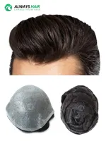 OS21 - Peluquín indetectable para hombre, sistema de reemplazo de cabello de piel súper fino con bucle en V para hombre, peluca de línea de cabello Natural para hombre