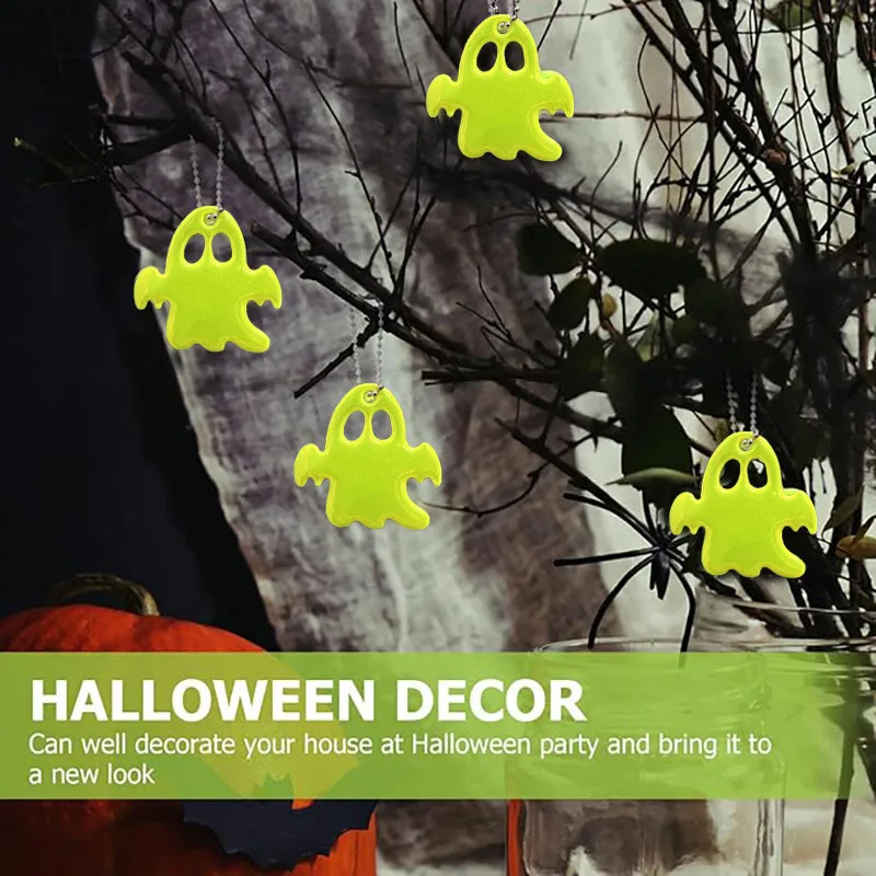 10/20/30PCS Halloween Ghost Reflective Pendants, Halloween Outdoor Outfits, Backpack Pendants, For Night Outings and Activities