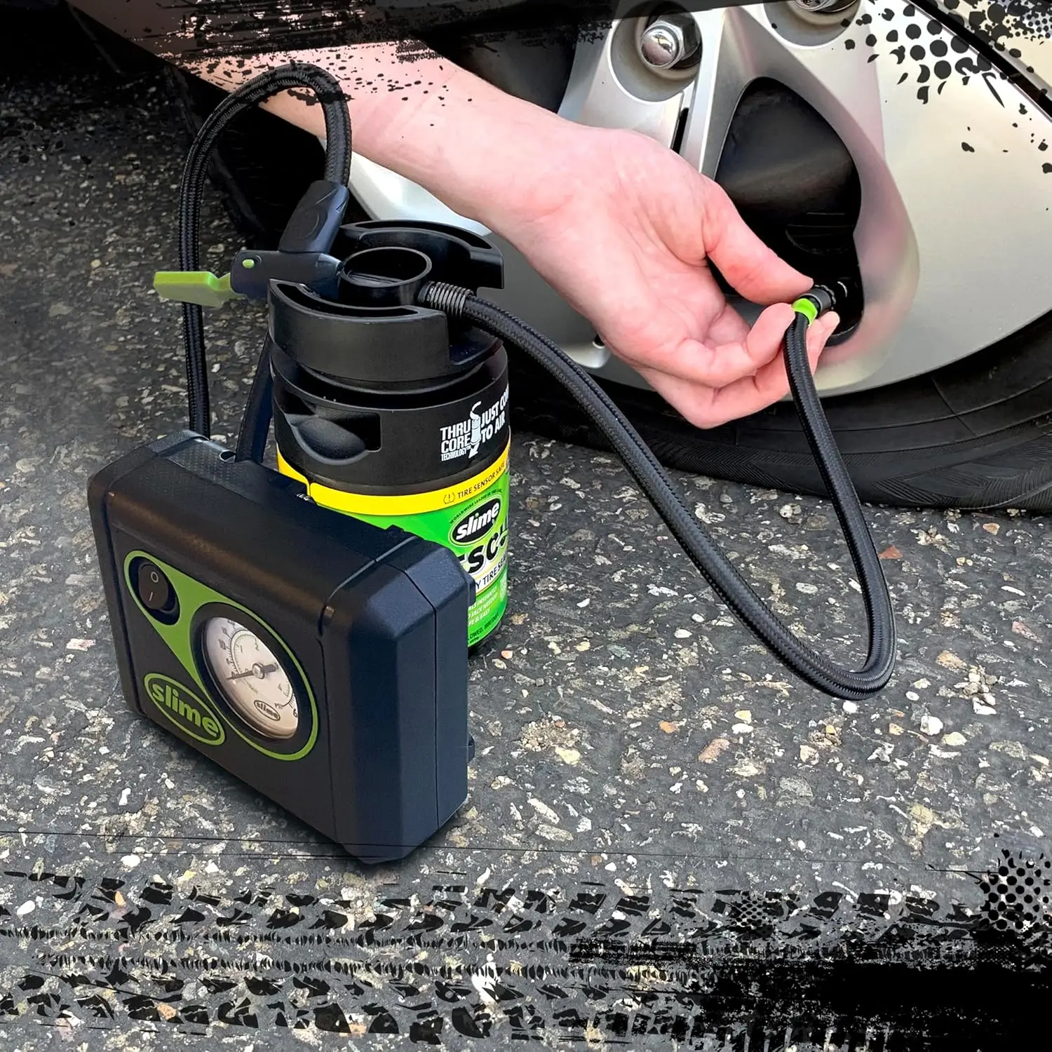 طقم إصلاح الإطارات المسطحة Smart Spair Plus مع مانع تسرب ومضخة، إصلاح لمدة 12 دقيقة للسيارات، منفاخ إطارات الطوارئ #5