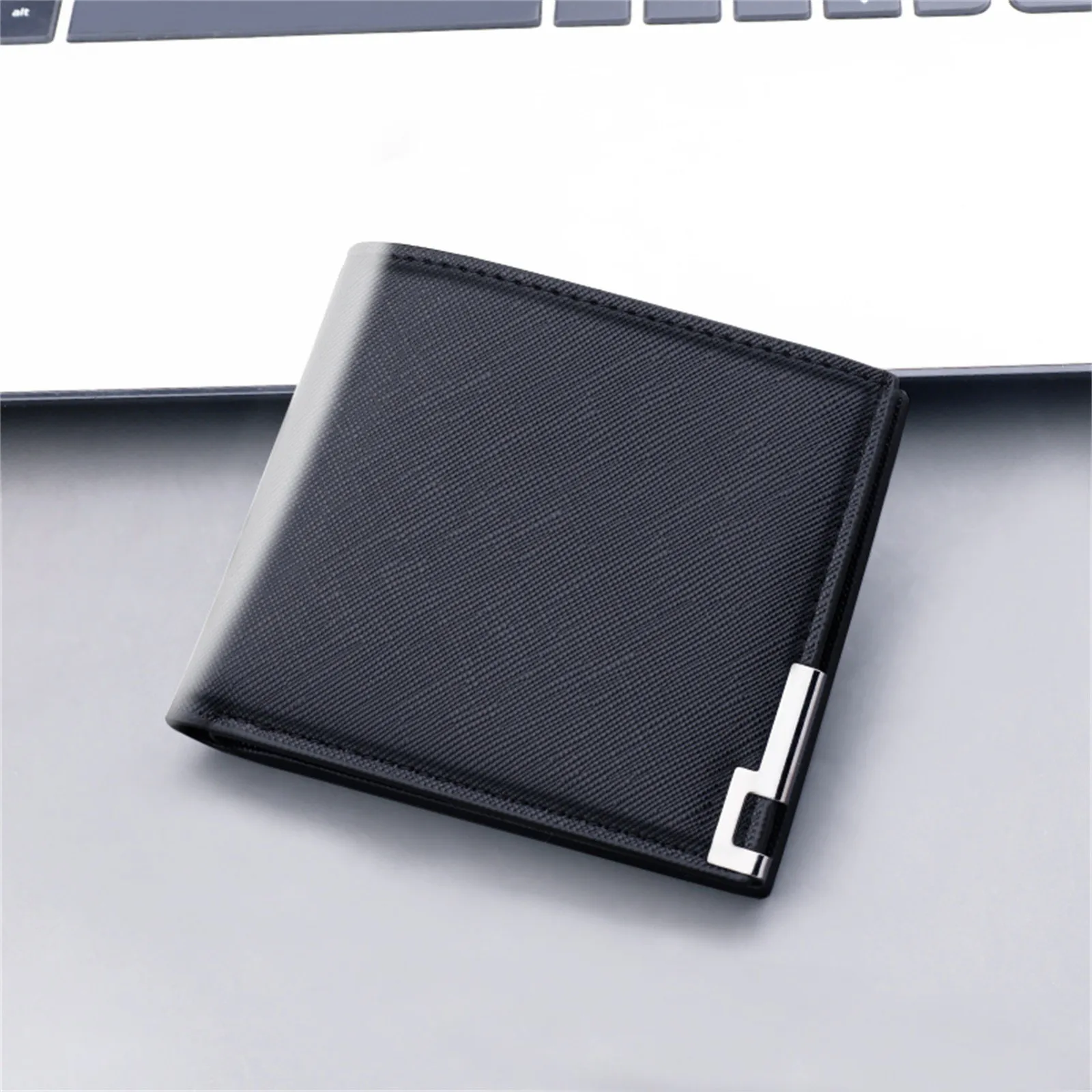 Cartera corta de piel de vaca para hombre, billetera de cambio informal con múltiples ranuras para tarjetas, Color sólido, tendencia de negocios juvenil