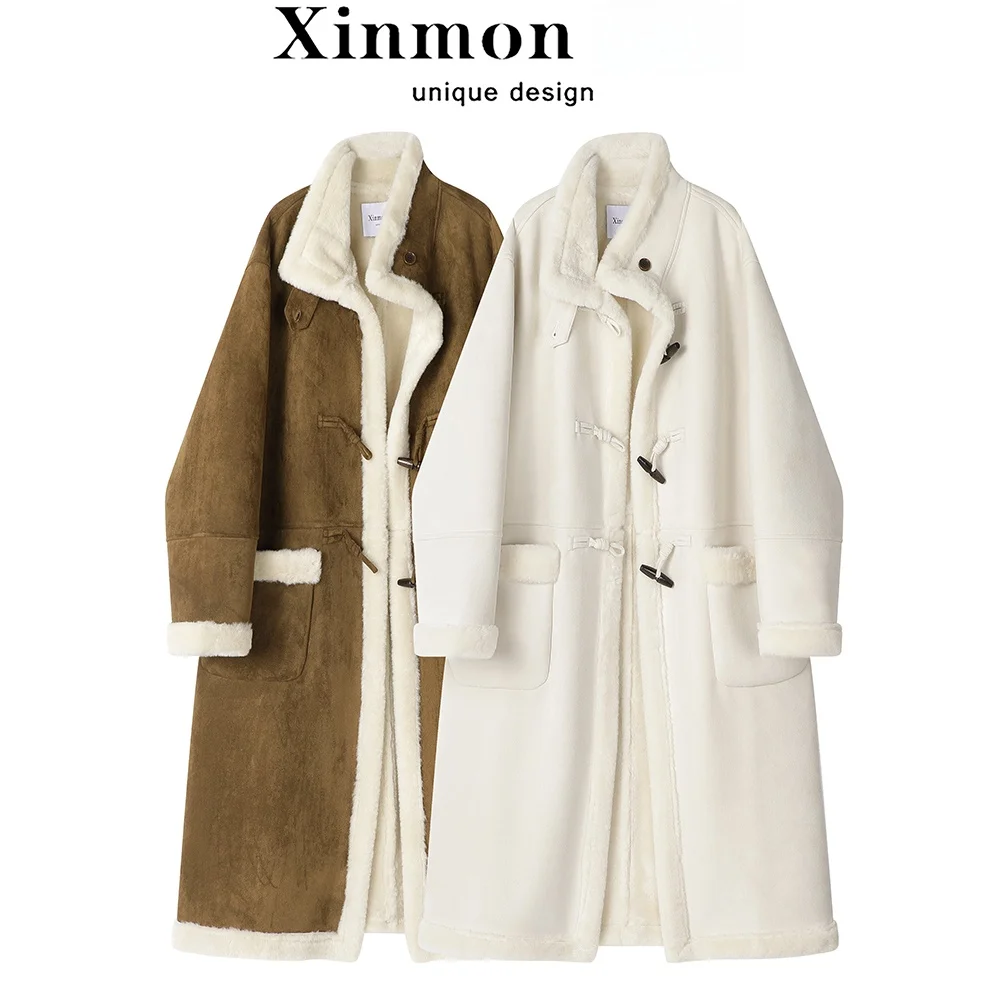 

Korean Sle Long Woolen Coat with Fce Stand Collar Button Detailing Sweet And Gentle Sle Winter Outerwear