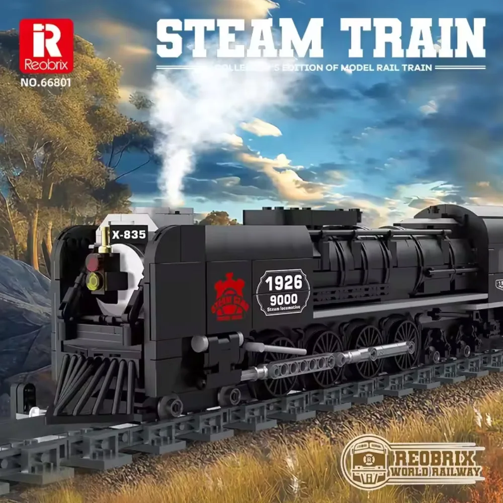 

Creative 1IDEAS 546pcs MOC Creativity Steam Locomotive Building Blocks Model 9000 Train Bricks Assembling DIY Toys Boys Gift Set