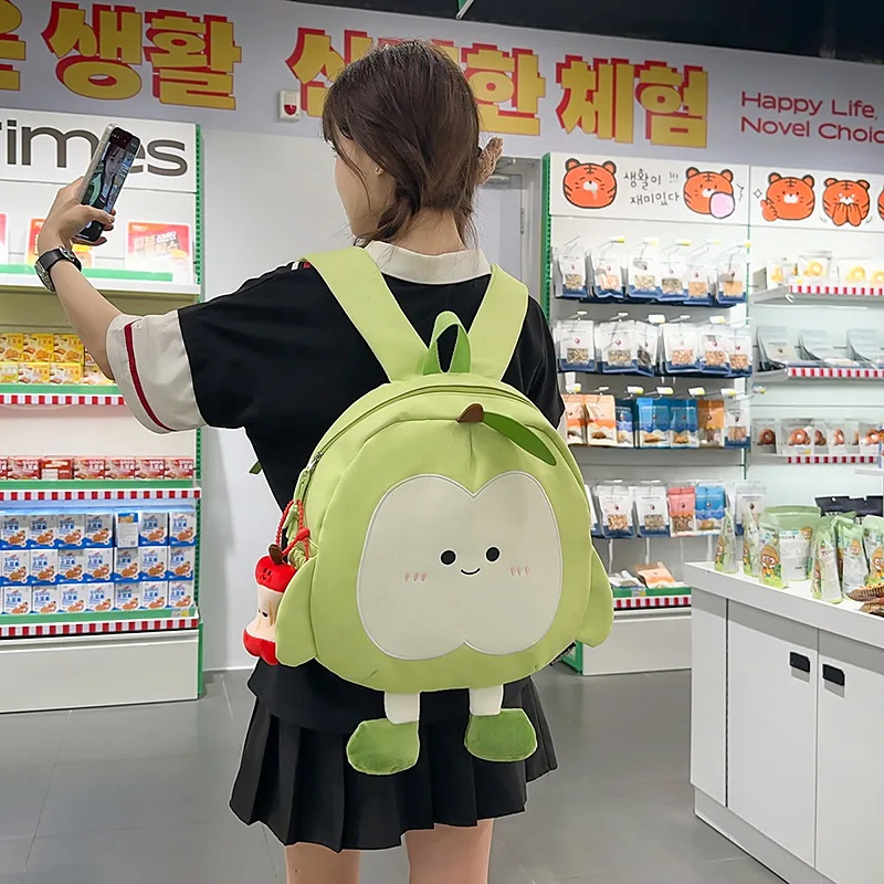 New Cute Apple Backpack for Girls Cartoon Large Capacity Student Schoolbag Travel Leisure Commuting Lightweight Backpack