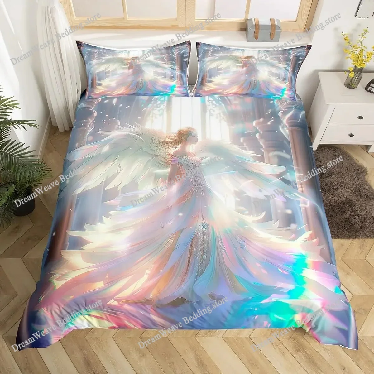 3D Print Angel Wings Bedding Set Boys Girls Twin Queen King Size Duvet Cover Pillowcase Bed Boys Adult Home Textileextile