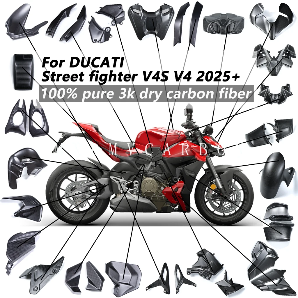 Für Ducati Streetfighter V4S V4 2026 2025 Motorrad Trockenkohlefaser Kotflügel Seitenverkleidungen Komplette Verkleidungssätze