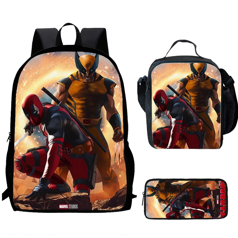 

Классический популярный D-Deadpool W-Wolverine с принтом 1/3 шт./компл. школьные сумки для ноутбука, рюкзак с сумкой для обеда, пенал