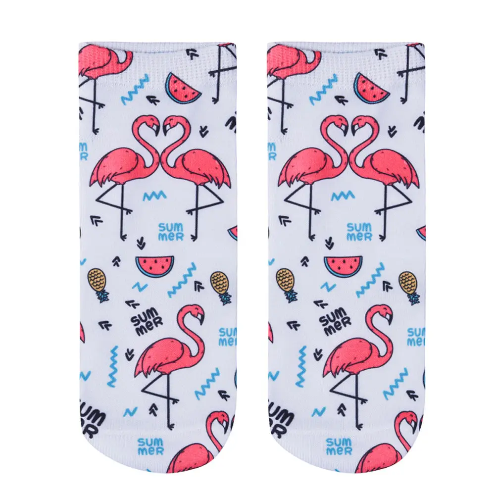 Nowe Damskie Śmieszne Modne Skarpetki z Nadrukiem 3D Wesołe Flamingi Unisex Niskie Skarpetki do Kostki Gorące Zwierzęce Chaussettes Dropshipping