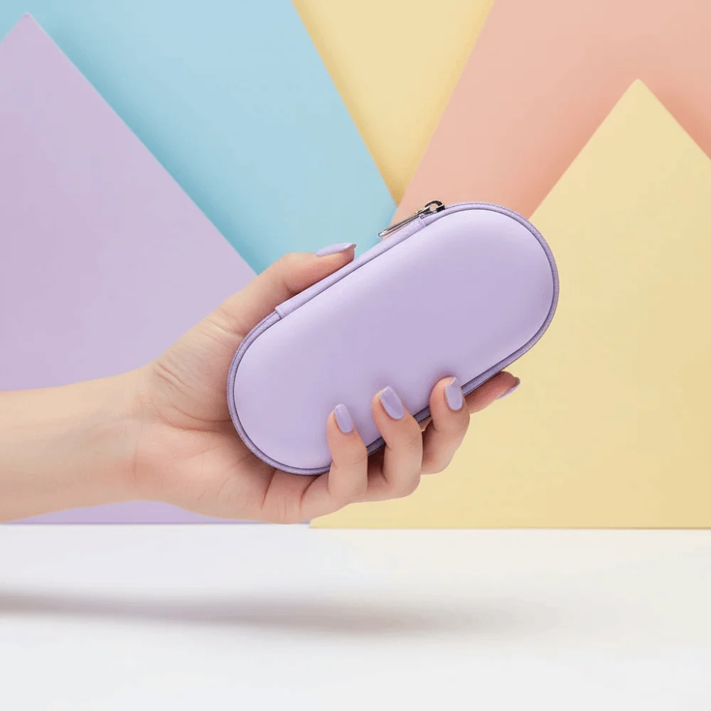 Waterproof PU Dual Slot Glasses Pouch Anti Crush Zipper Closure Sunglasses Case Hangable Hook Candy Colors Eyewear Organizer