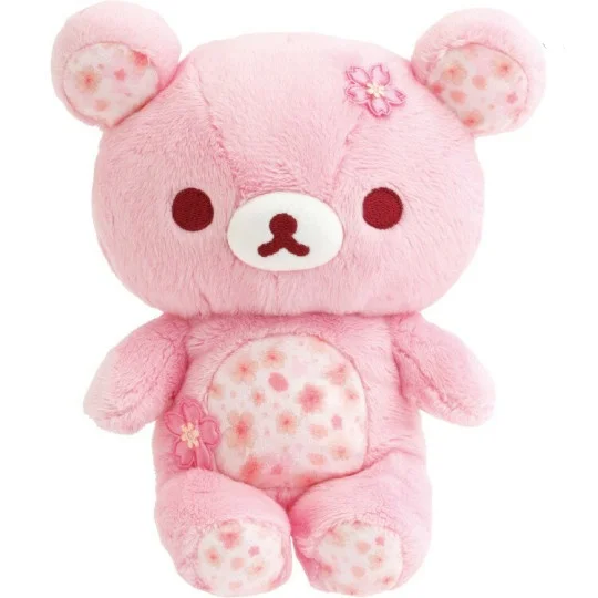 Cute Pink Rilakkuma Bear Sakura Cherry Blossom Plush Stuffed Toy Doll Kids Girls Gifts 20cm