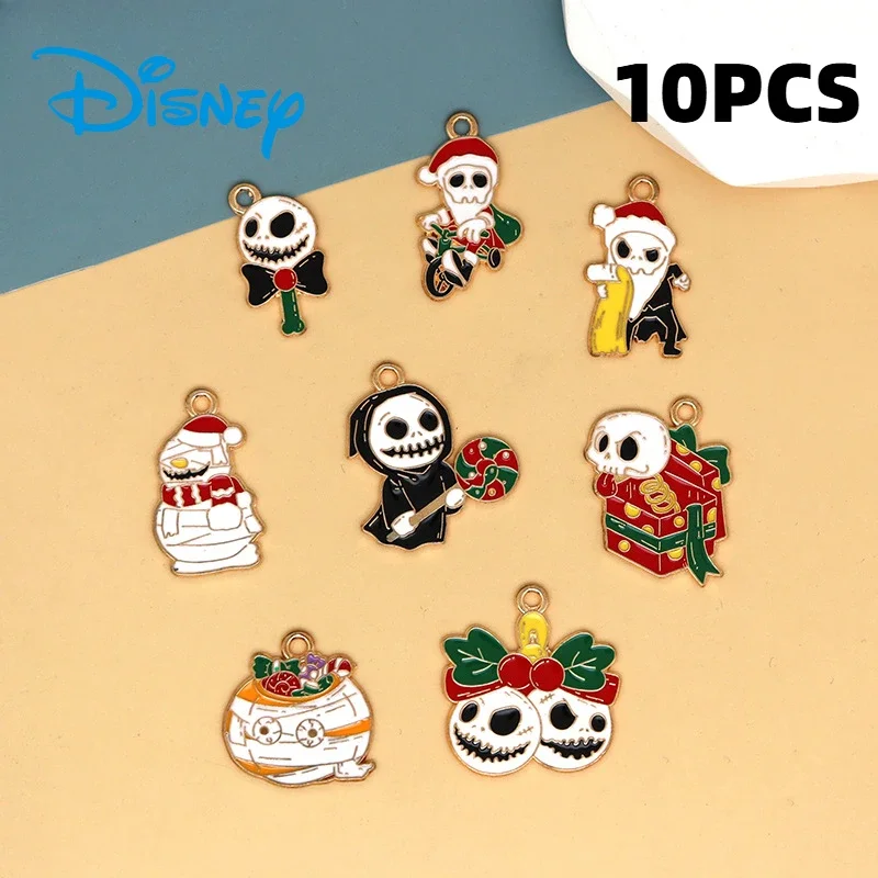 

10pcs Disney Nightmare Before Christmas Charms Jewelry Accessories Enamel Necklace Earring Pendant Diy Making Metal Gold Plated