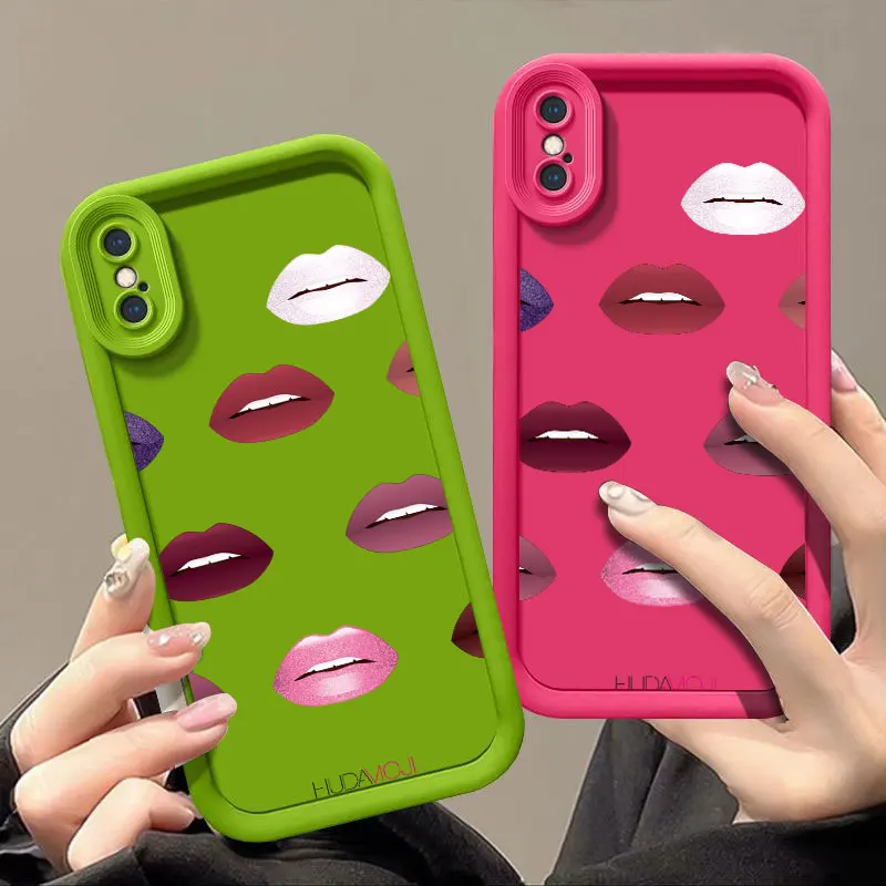 Sexy Girl Red Lips Fasion Phone Case for iPhone 6 6S 7 8 PLUS SE 2020 2022 X XR XS MAX Shockproof Silicone Soft Cover Coque