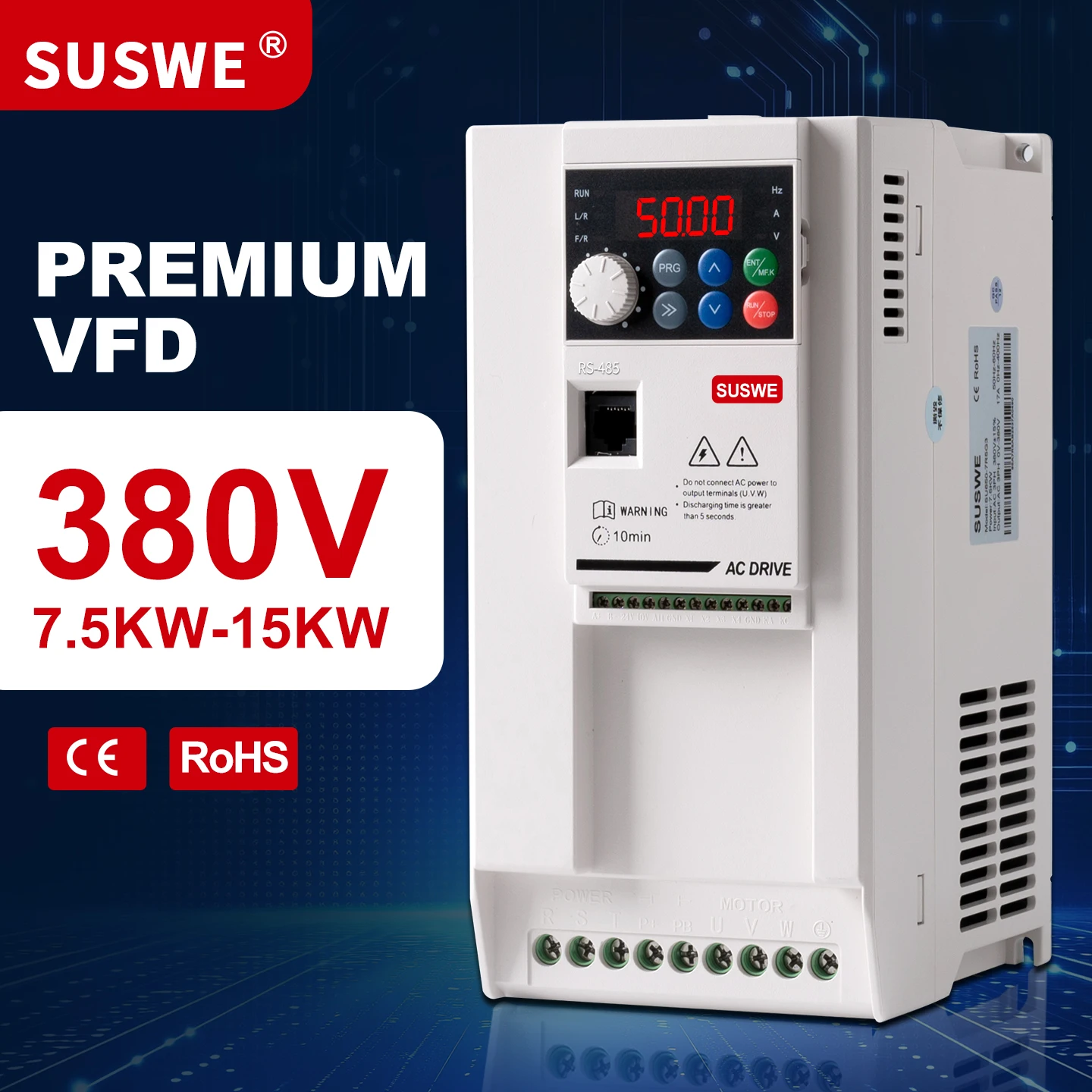 SUSWE VFD 220V 380V 0.75/1.5/2.2/4/5.5KW for Variable Frequency Drive 3 Phase Speed Controller Inverter Motor VFD Inverter