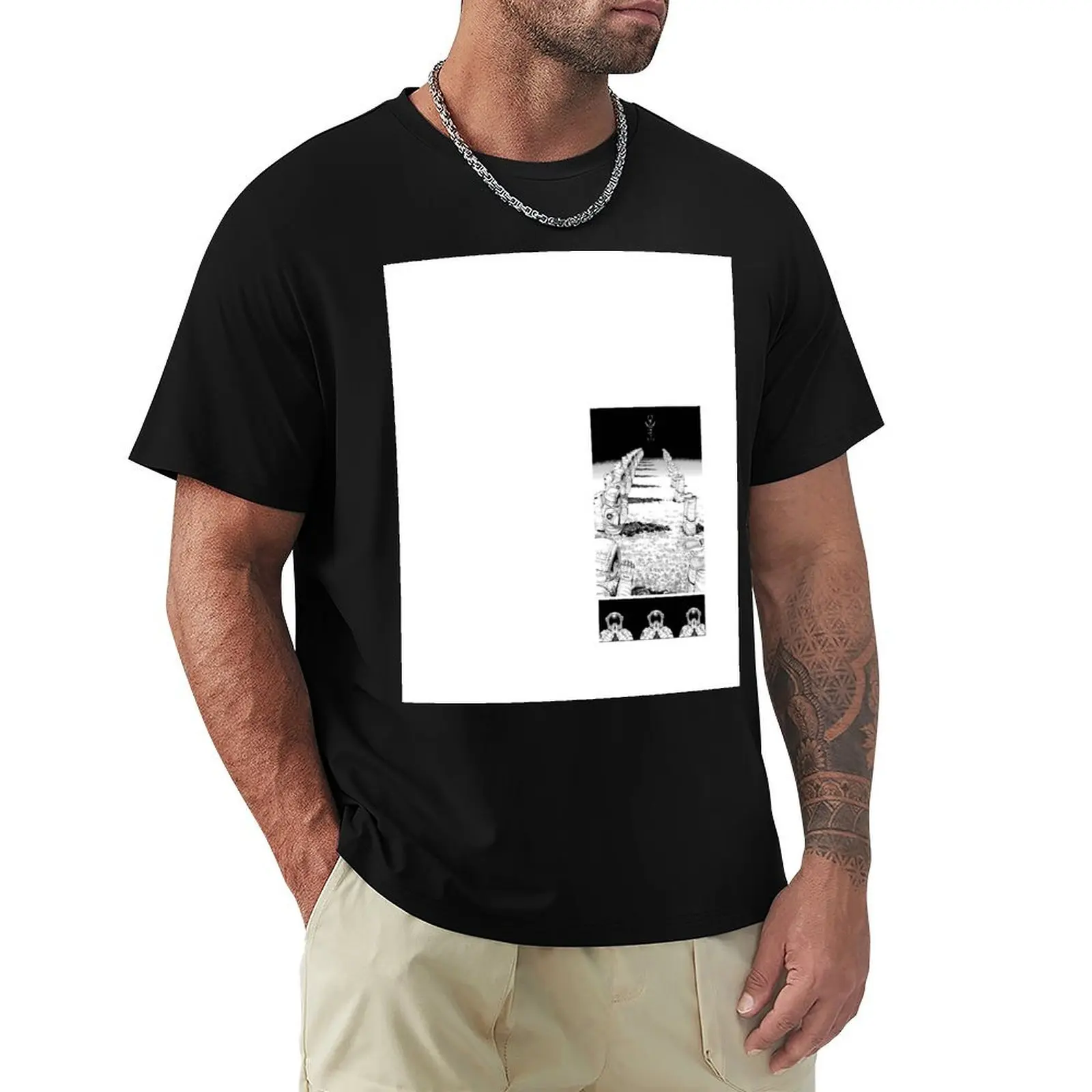 Astronaut Dark Pray T-Shirt Basic Solid Color Short Sleeve Cotton Top
