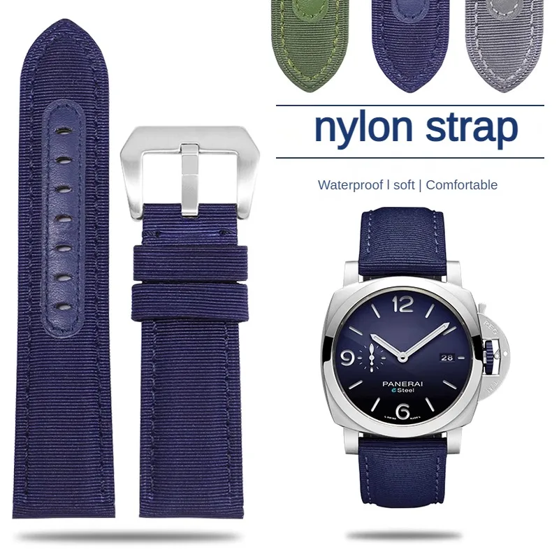 Nylon Watch Strap Substitute For 1157 1358/Lumino Series Waterproof Canvas Strap Men's 24mm